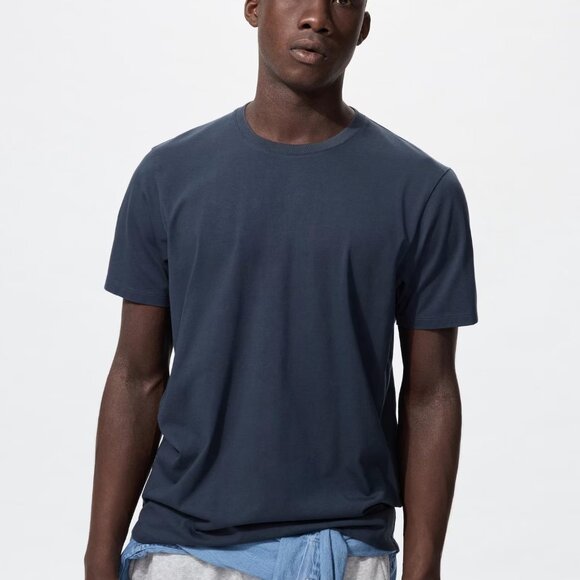 Uniqlo Supima Cotton Short Sleeve Tee - Navy Blue - Picture 1 of 8